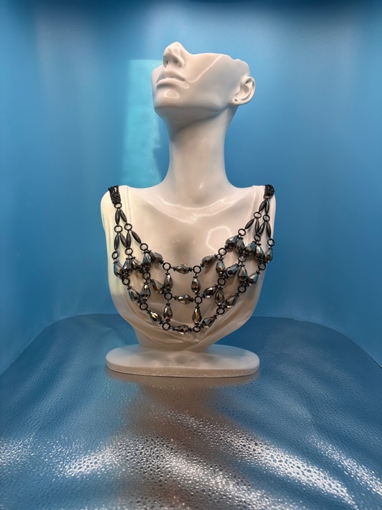 Simply Vera Vera Wang Jewelry - Simply Vera Vera Wang Gun Metal Faceted Gray Glass Teardrop Bib Necklace